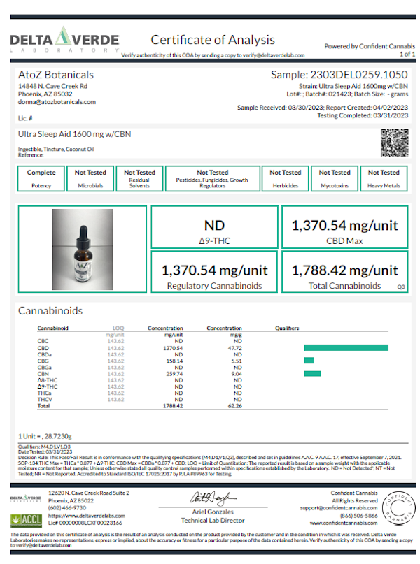 Ultra-Sleep Aid Drops CBD/CBN 1600mg